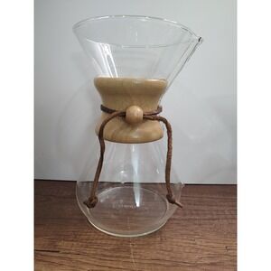 Chemex Glass 6-Cup Coffee Maker Wood Collar Leather Straps